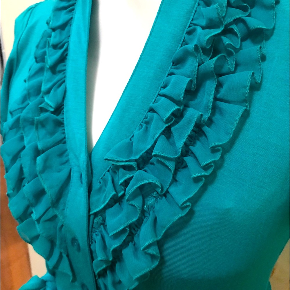 Forever 21 Turquoise Ruffle Top